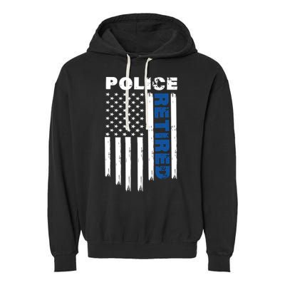 Retired Police Blue Flag Garment-Dyed Fleece Hoodie