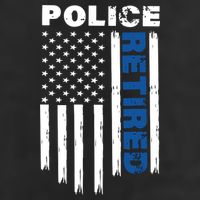 Retired Police Blue Flag 7 Panel Mesh Trucker Snapback Hat