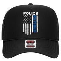 Retired Police Blue Flag High Crown Mesh Back Trucker Hat