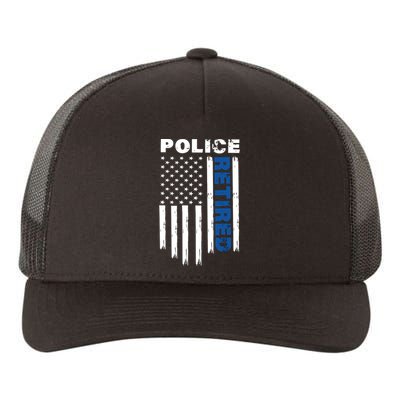 Retired Police Blue Flag Yupoong Adult 5-Panel Trucker Hat