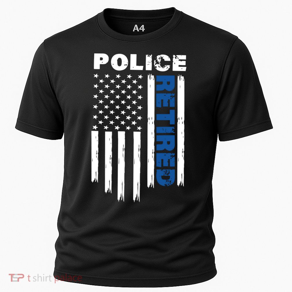 Retired Police Blue Flag Cooling Performance Crew T-Shirt