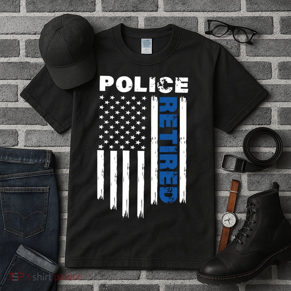 Retired Police Blue Flag Tall T-Shirt