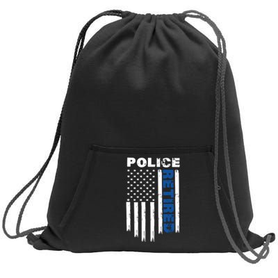 Retired Police Blue Flag Sweatshirt Cinch Pack Bag