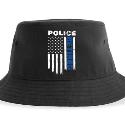 Retired Police Blue Flag Sustainable Bucket Hat