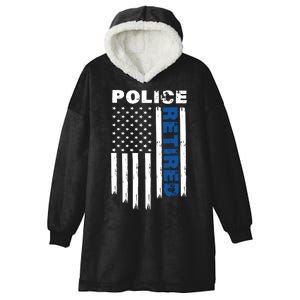 Retired Police Blue Flag Hooded Wearable Blanket