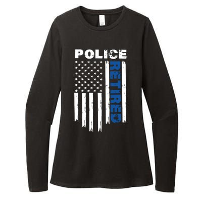 Retired Police Blue Flag Womens CVC Long Sleeve Shirt