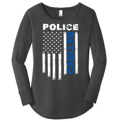 Retired Police Blue Flag Women's Perfect Tri Tunic Long Sleeve Shirt