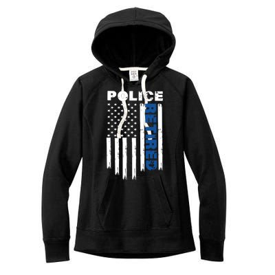 Retired Police Blue Flag Women's Fleece Hoodie