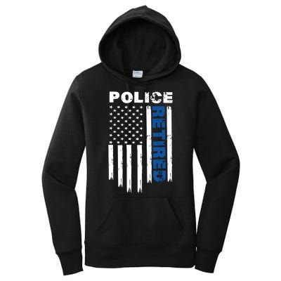 Retired Police Blue Flag Women's Pullover Hoodie