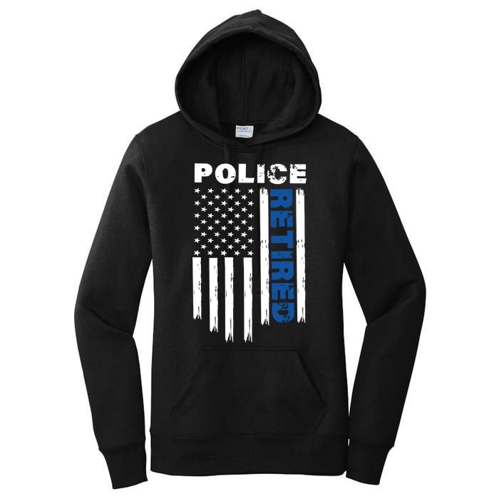 Retired Police Blue Flag Women's Pullover Hoodie