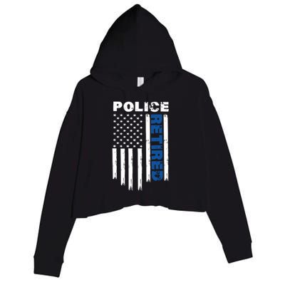 Retired Police Blue Flag Crop Fleece Hoodie