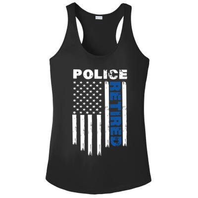 Retired Police Blue Flag Ladies PosiCharge Competitor Racerback Tank