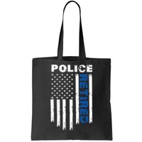 Retired Police Blue Flag Tote Bag