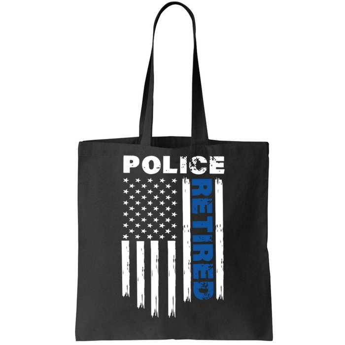 Retired Police Blue Flag Tote Bag