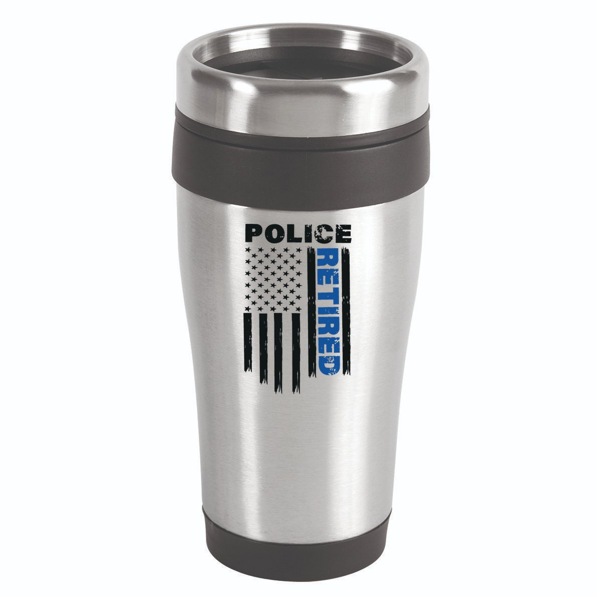 Retired Police Blue Flag 16oz Travel Tumbler