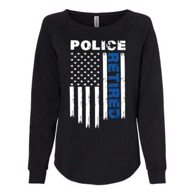 Retired Police Blue Flag Womens California Wash Sweatshirt