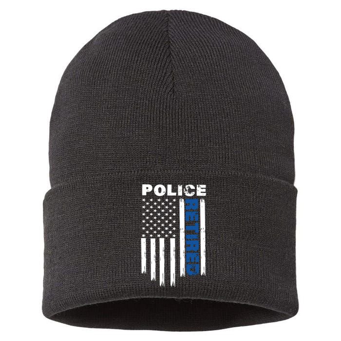 Retired Police Blue Flag Sustainable Knit Beanie