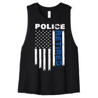 Retired Police Blue Flag Women's Racerback Cropped Tank