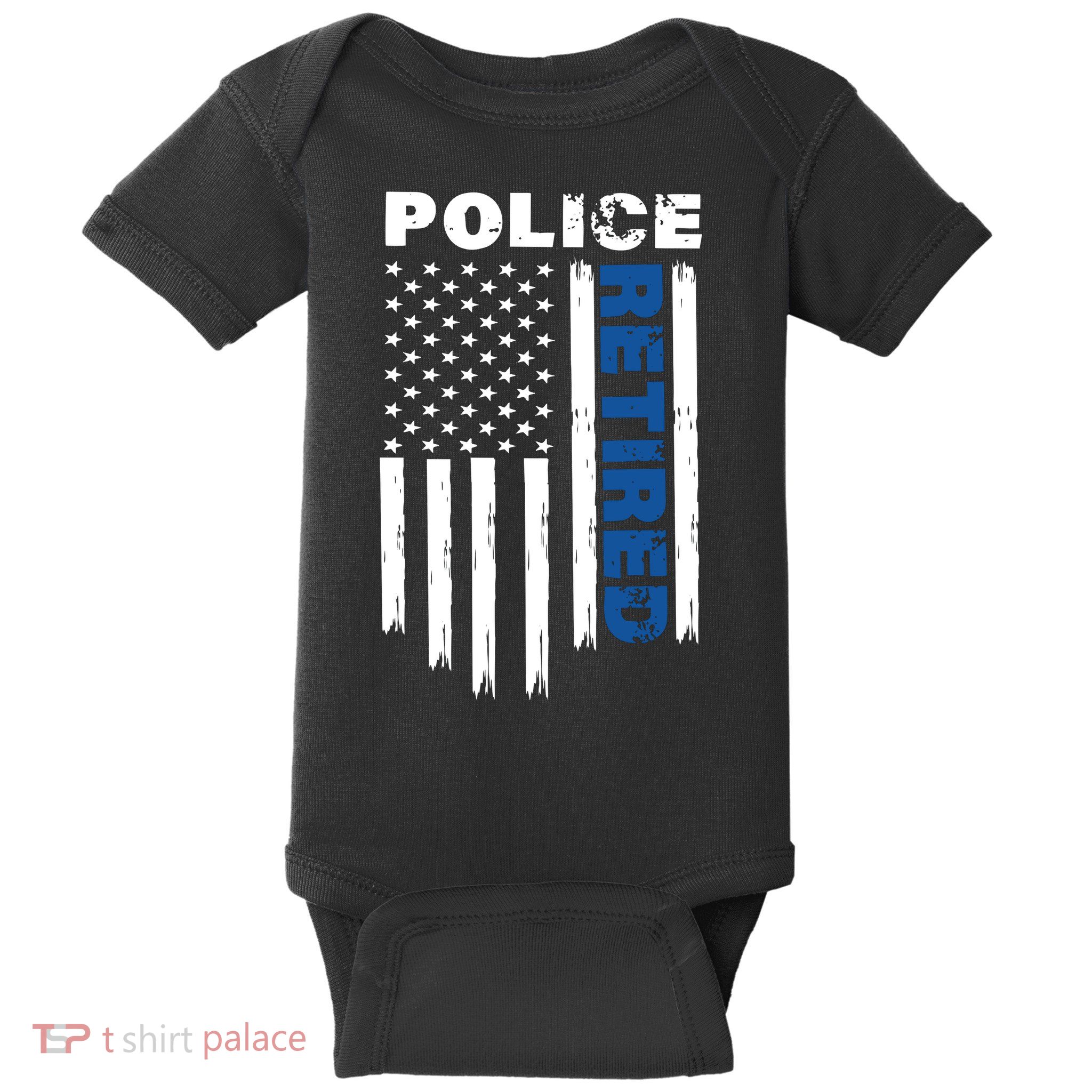 Retired Police Blue Flag Baby Bodysuit