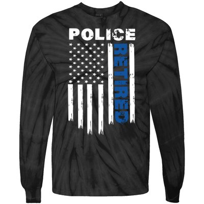 Retired Police Blue Flag Tie-Dye Long Sleeve Shirt