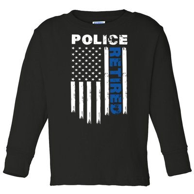 Retired Police Blue Flag Toddler Long Sleeve Shirt