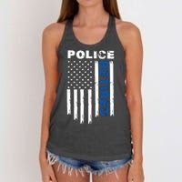 Retired Police Blue Flag Women's Knotted Racerback Tank