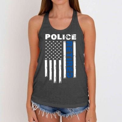 Retired Police Blue Flag Women's Knotted Racerback Tank