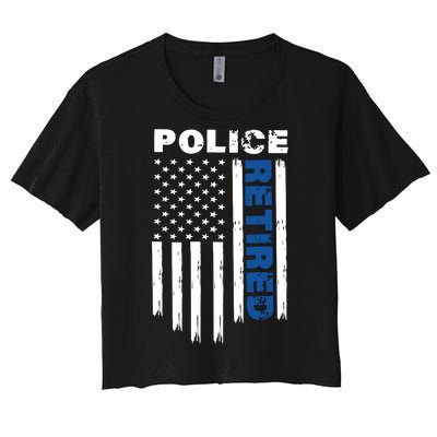 Retired Police Blue Flag Women's Crop Top Tee