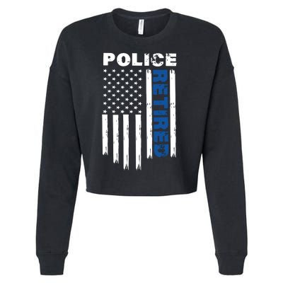 Retired Police Blue Flag Cropped Pullover Crew