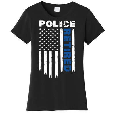 Retired Police Blue Flag Women's T-Shirt