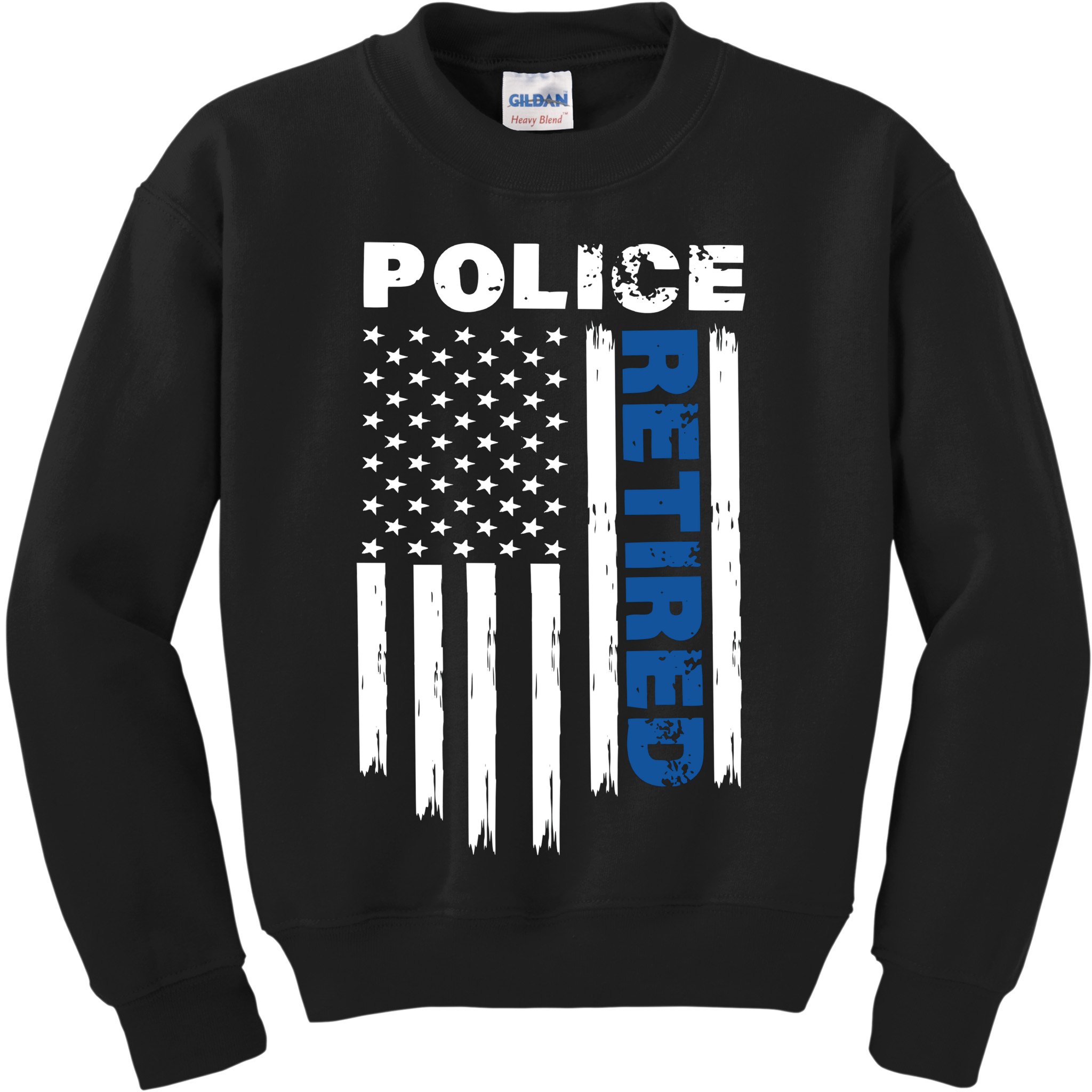 Retired Police Blue Flag Kids Sweatshirt