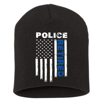 Retired Police Blue Flag Short Acrylic Beanie