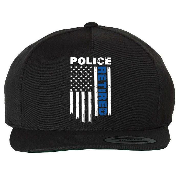 Retired Police Blue Flag Wool Snapback Cap