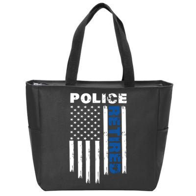 Retired Police Blue Flag Zip Tote Bag