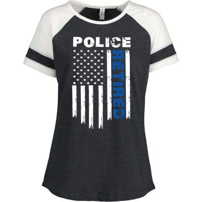 Retired Police Blue Flag Enza Ladies Jersey Colorblock Tee