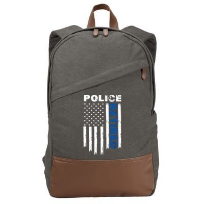 Retired Police Blue Flag Cotton Canvas Backpack