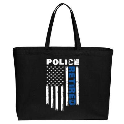 Retired Police Blue Flag Cotton Canvas Jumbo Tote