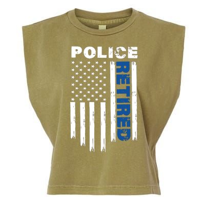 Retired Police Blue Flag Garment-Dyed Women's Muscle Tee