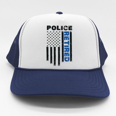 Retired Police Blue Flag Trucker Hat