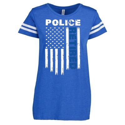 Retired Police Blue Flag Enza Ladies Jersey Football T-Shirt