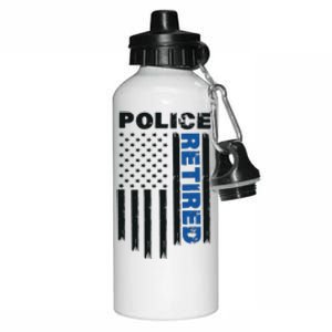 Retired Police Blue Flag Aluminum Water Bottle