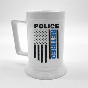 Retired Police Blue Flag Beer Stein