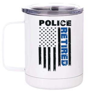 Retired Police Blue Flag 12 oz Stainless Steel Tumbler Cup