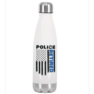 Retired Police Blue Flag Stainless Steel Insulated Water Bottle