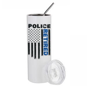 Retired Police Blue Flag Stainless Steel Tumbler