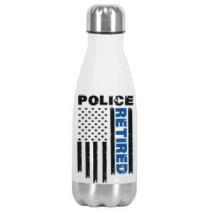 Retired Police Blue Flag Stainless Steel Insulated Water Bottle