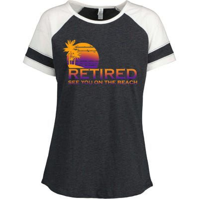 Retired See You On The Beach  Enza Ladies Jersey Colorblock Tee