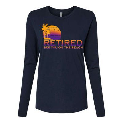 Retired See You On The Beach  Womens Cotton Relaxed Long Sleeve T-Shirt