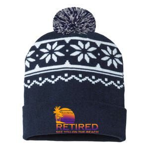 Retired See You On The Beach  USA-Made Snowflake Beanie