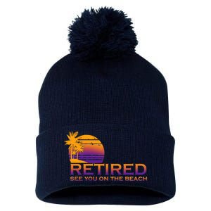 Retired See You On The Beach  Pom Pom 12in Knit Beanie